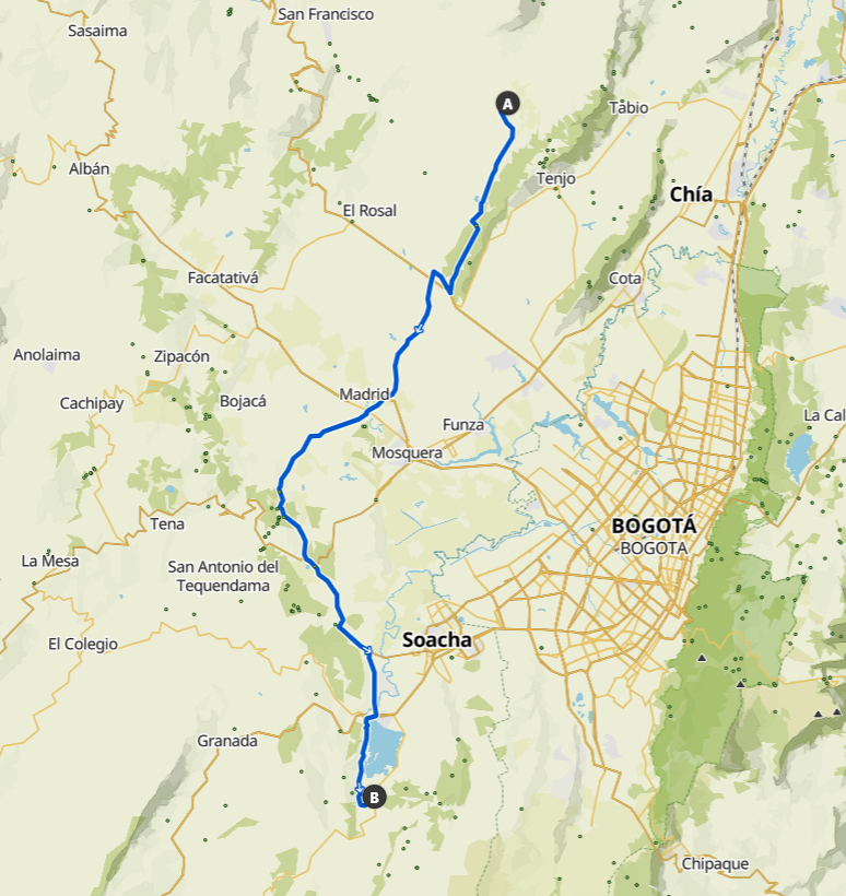 Subachoque Mapa Recorrido - Vuelta Bogota Non Stop